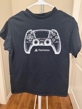 Sony Black T-Shirt with White PlayStation Controller Graphic